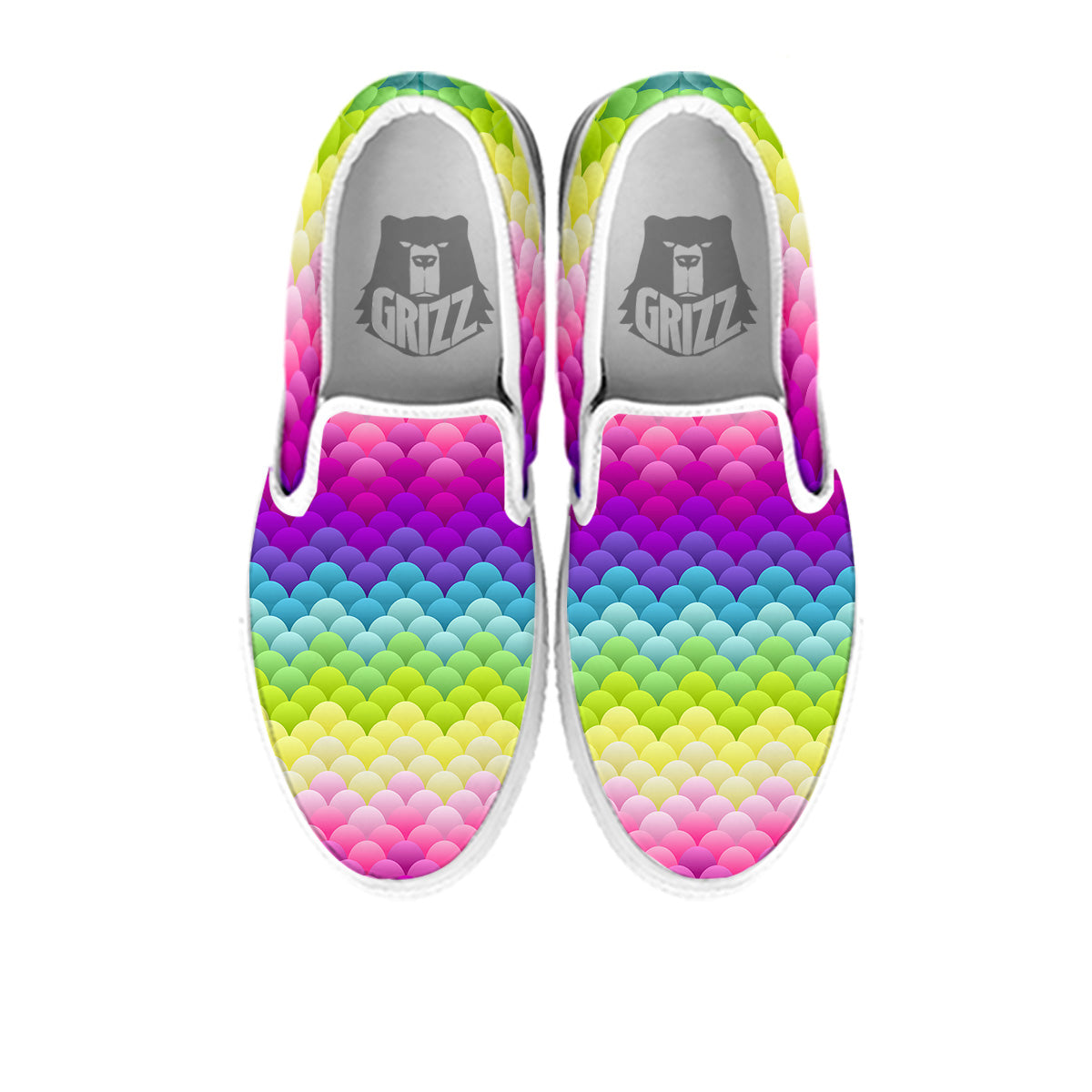 Neon Rainbow Light Blobs Print Pattern White Slip On Shoes-grizzshop