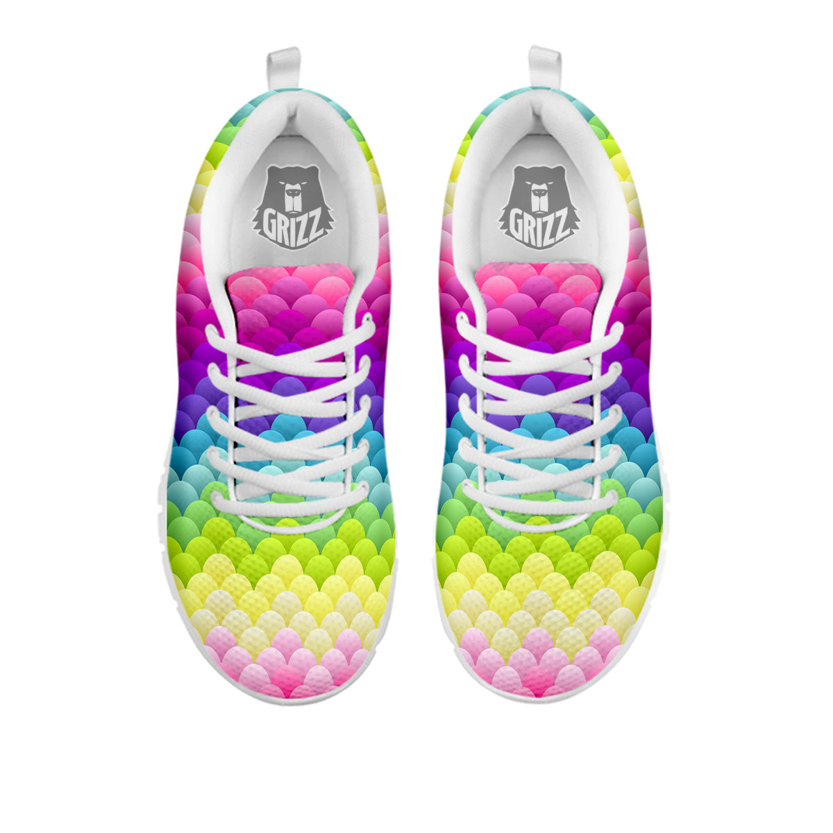Neon Rainbow Light Blobs Print Pattern White Sneaker-grizzshop