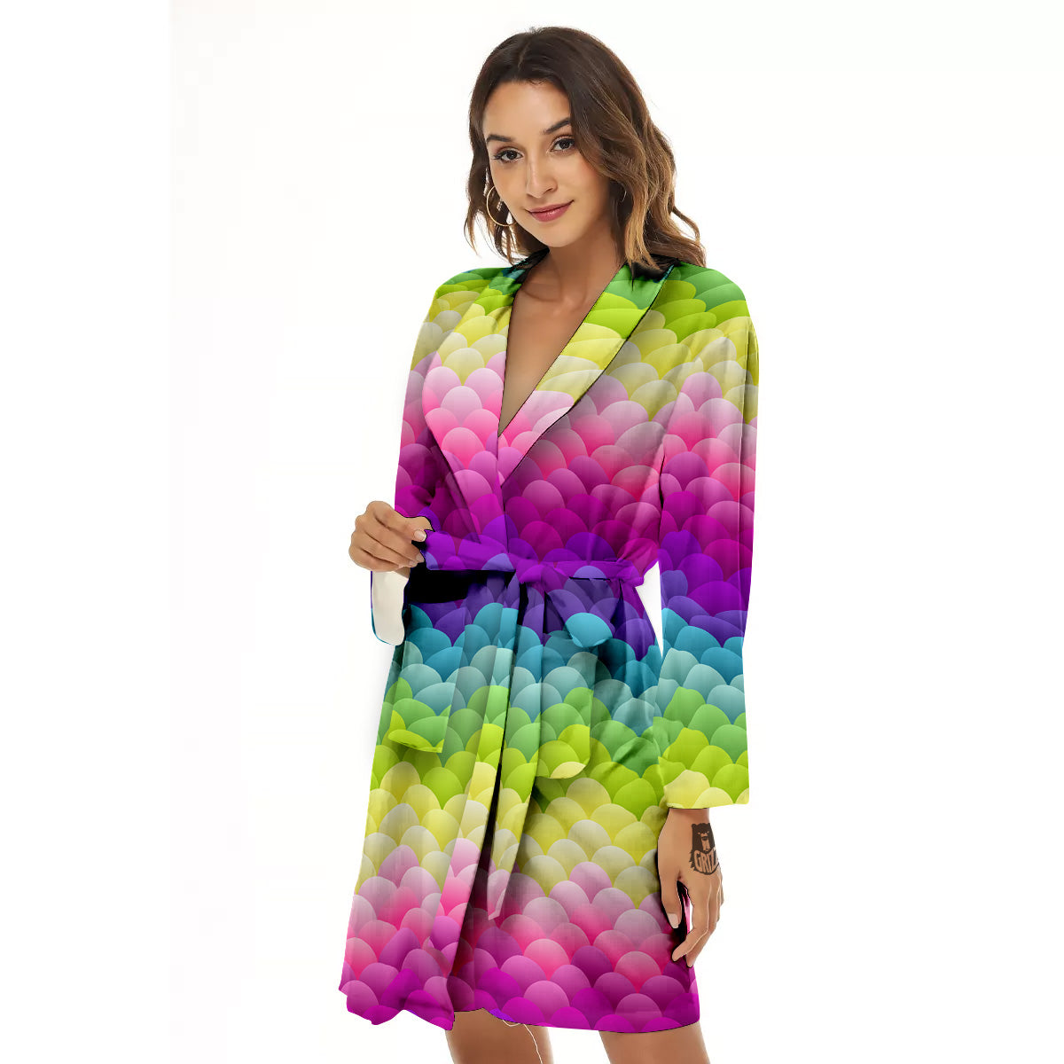 Neon Rainbow Light Blobs Print Pattern Women's Robe-grizzshop