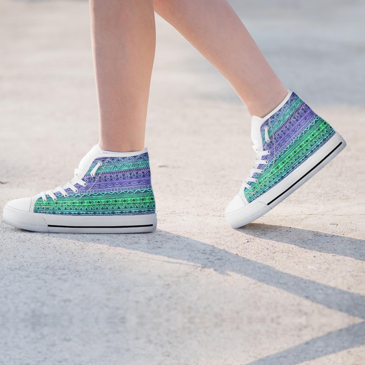 Neon Tribal Aztec Hand Drawn Women's High Top Shoes-grizzshop