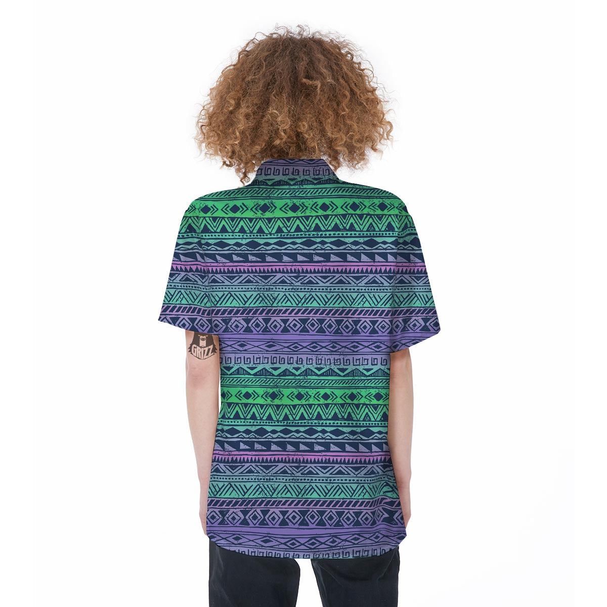 Neon Tribal Aztec Hand Drawn Women's Short Sleeve Shirts-grizzshop