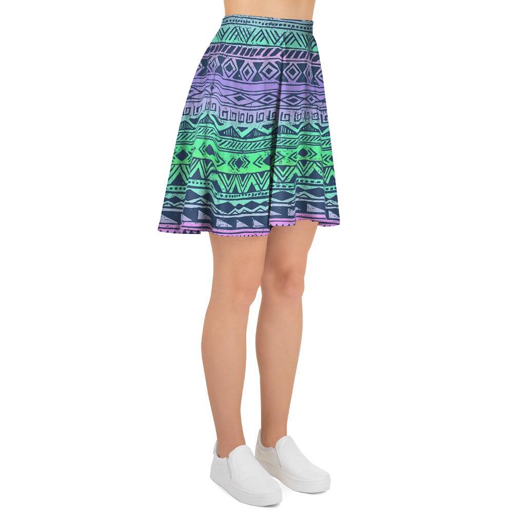 Neon Tribal Aztec Hand Drawn Women's Skirt-grizzshop
