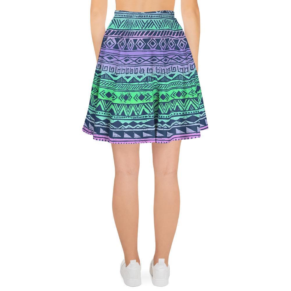 Neon Tribal Aztec Hand Drawn Women's Skirt-grizzshop