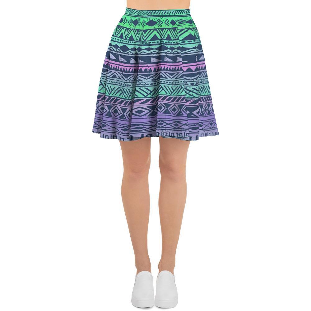 Neon Tribal Aztec Hand Drawn Women's Skirt-grizzshop