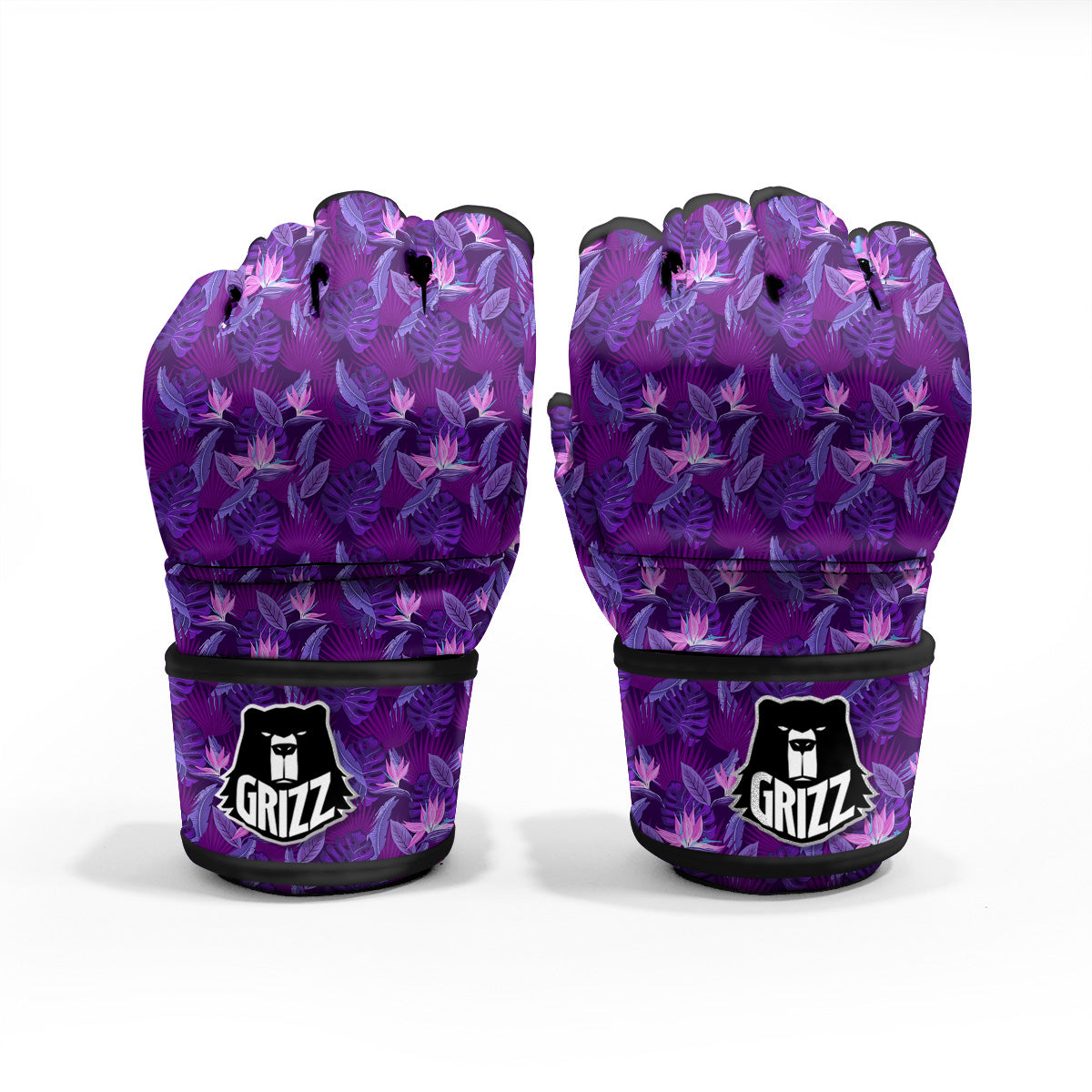Neon Tropical Foliage And Leave Print Pattern MMA Gloves-grizzshop