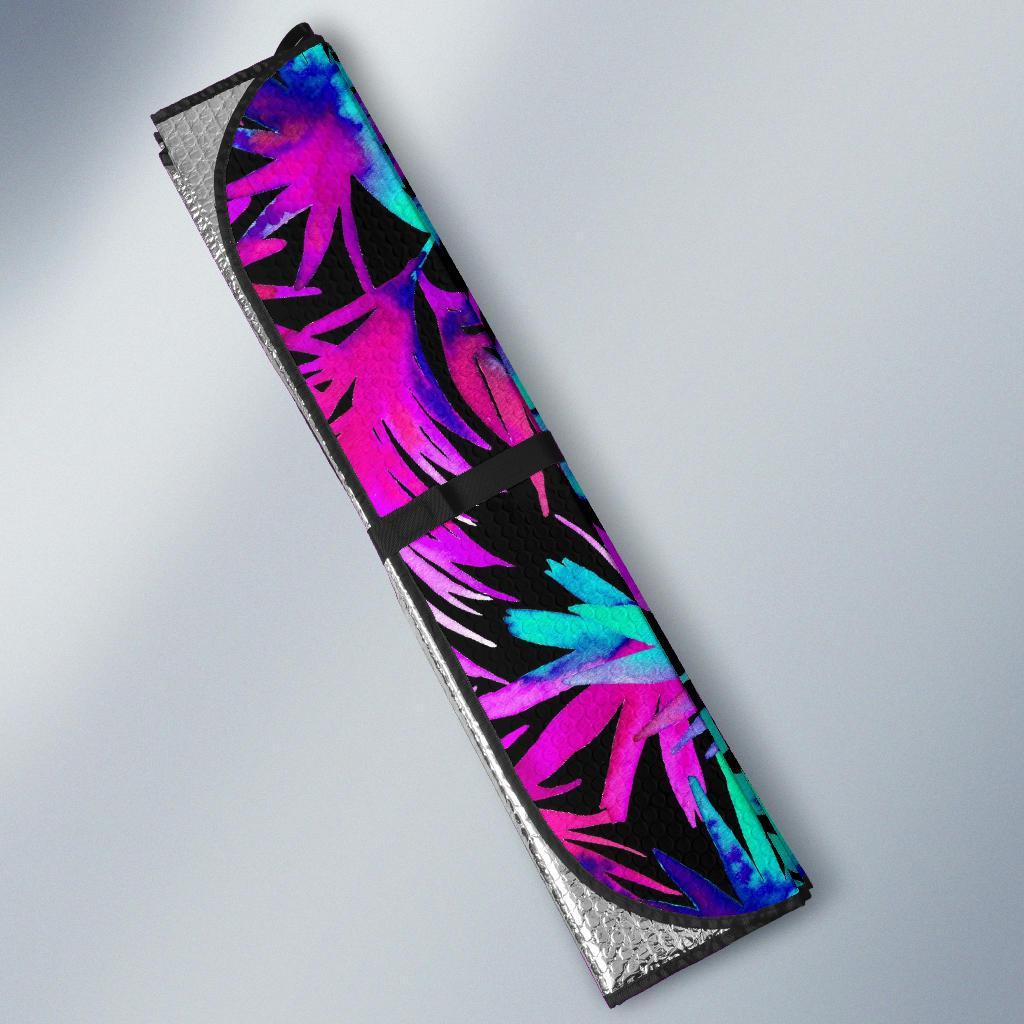Neon Tropical Palm Leaves Hawaiian Pattern Print Car Sun Shade-grizzshop