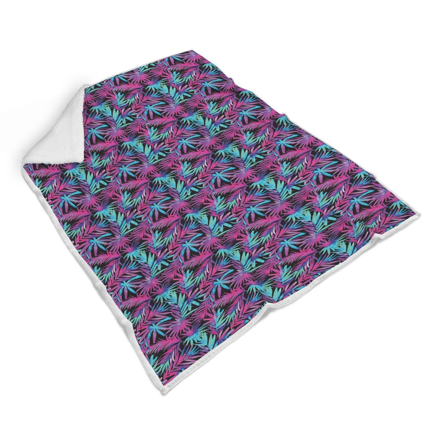 Neon Tropical Palm Leaves Hawaiian Pattern Print Throw Blanket-grizzshop