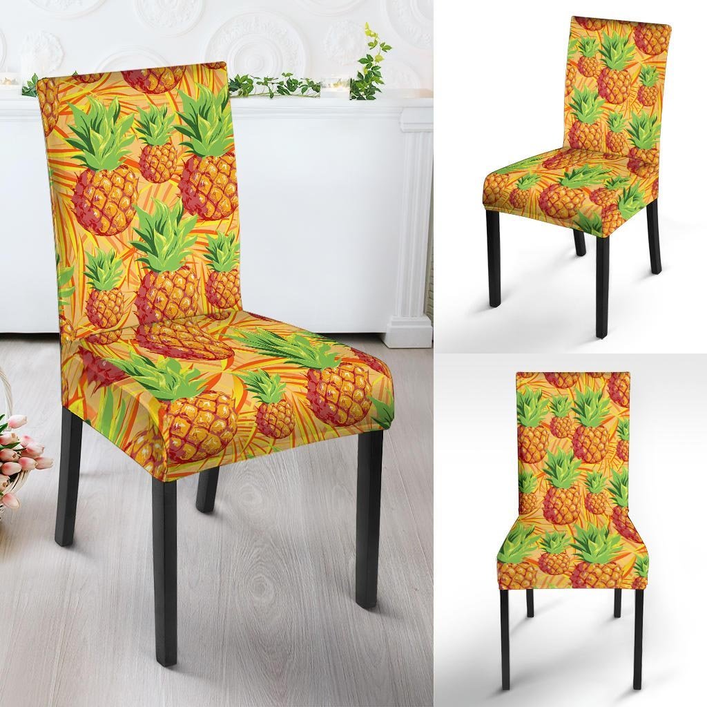 Neon Yellow Pineapple Hawaiian Print Chair Cover-grizzshop