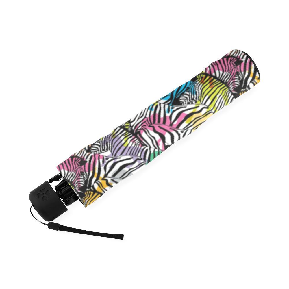 Neon Zebra Pattern Print Foldable Umbrella-grizzshop