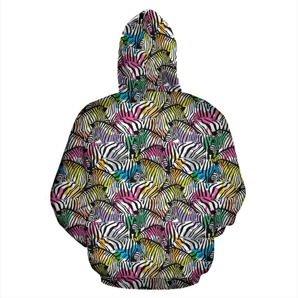 Neon Zebra Pattern Print Women Men Pullover Hoodie-grizzshop