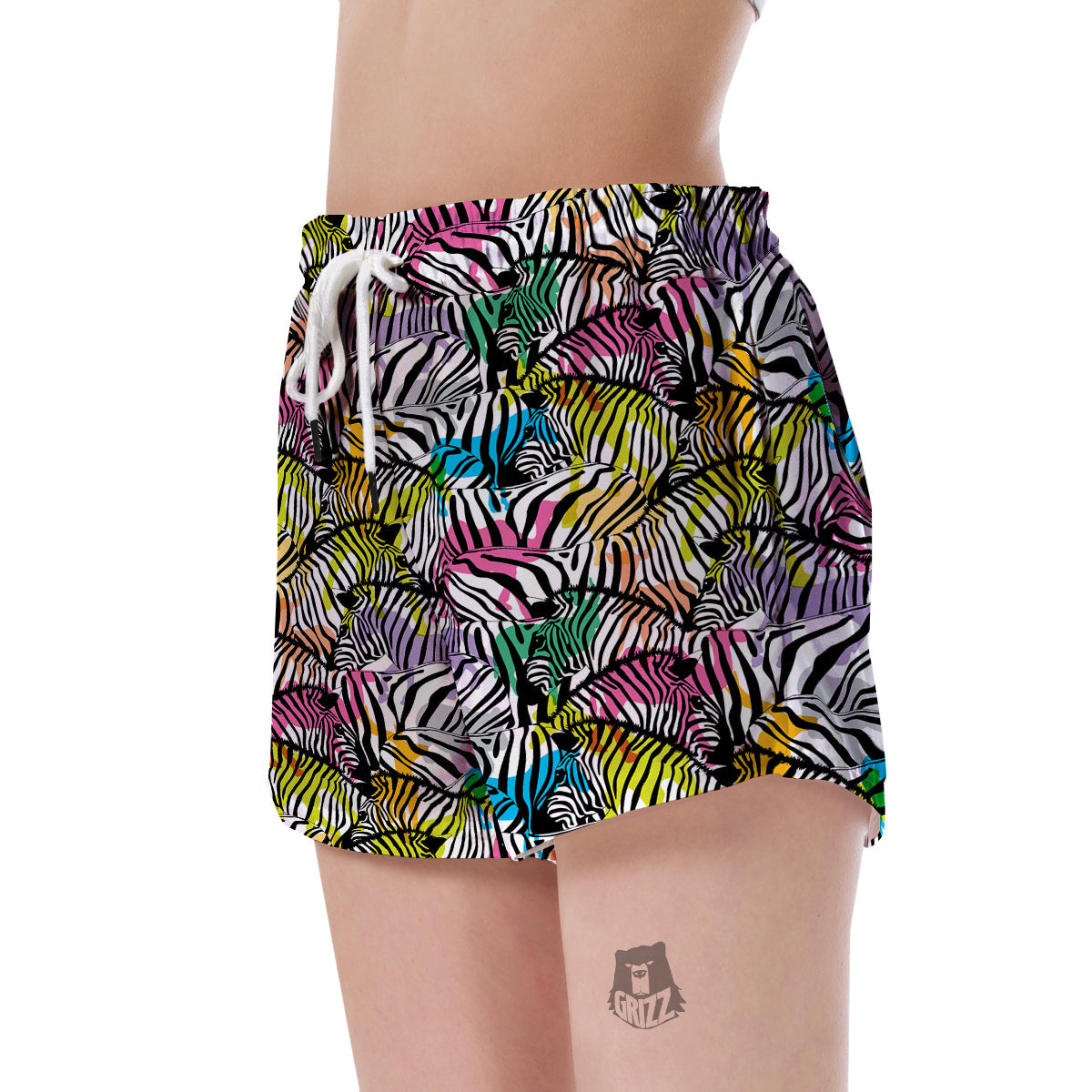 Neon Zebra Pattern Print Women's Shorts-grizzshop