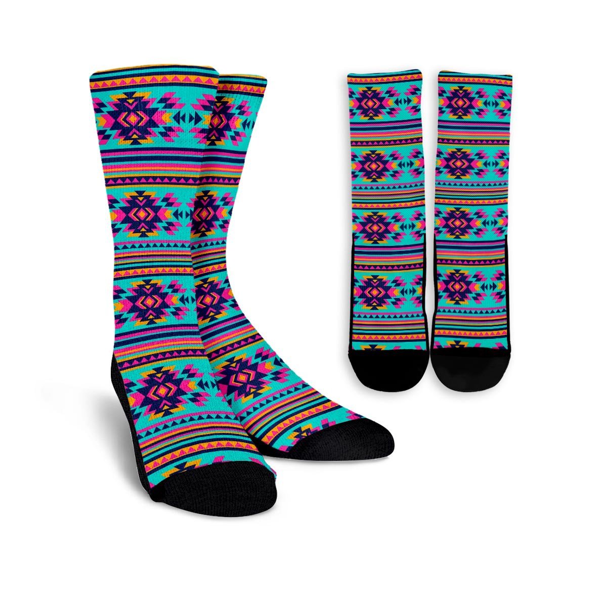 Neon Indian Aztec Abstract Art Print Unisex Socks-grizzshop