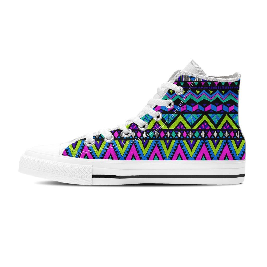 Neon Indian Aztec Doodle Men's High Top Shoes-grizzshop