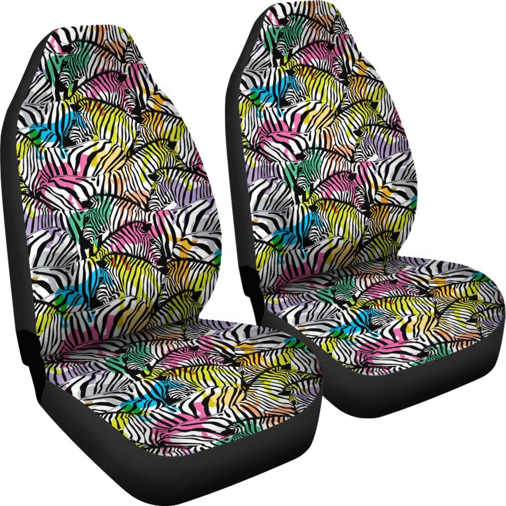 Neon Zebra Pattern Print Universal Fit Car Seat Cover-grizzshop