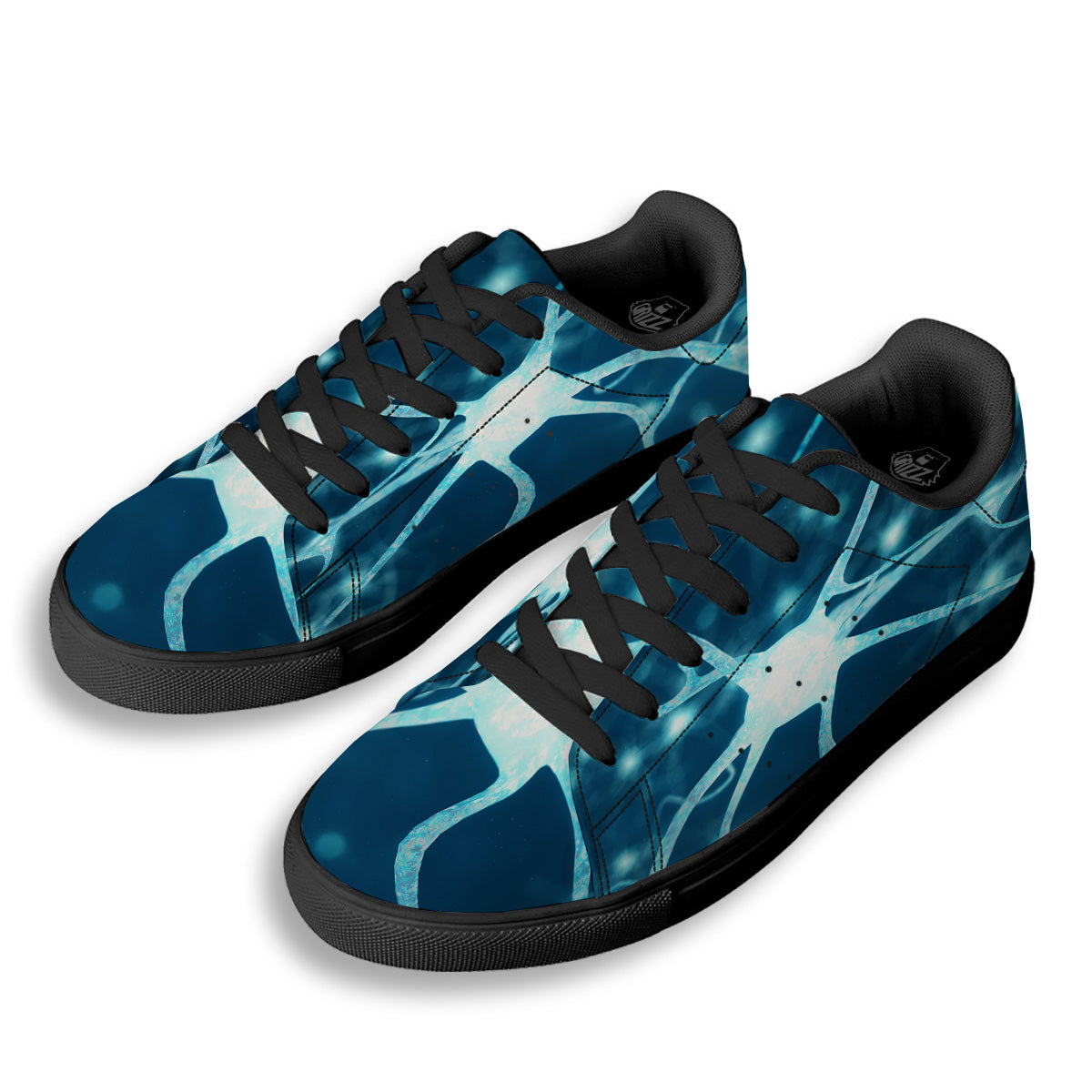 Neurons Inside The Brain Print Black Low Top Sneakers-grizzshop