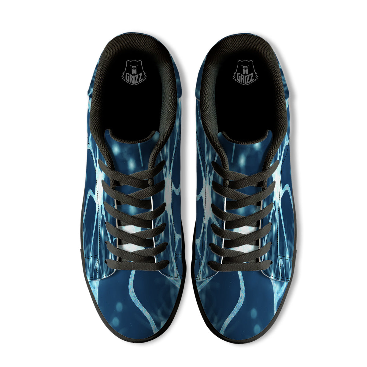 Neurons Inside The Brain Print Black Low Top Sneakers-grizzshop