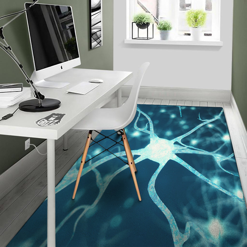 Neurons Inside The Brain Print Floor Mat-grizzshop