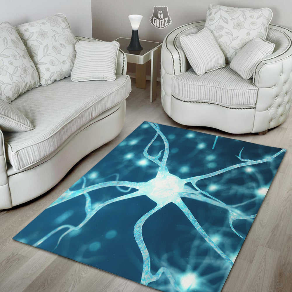 Neurons Inside The Brain Print Floor Mat-grizzshop