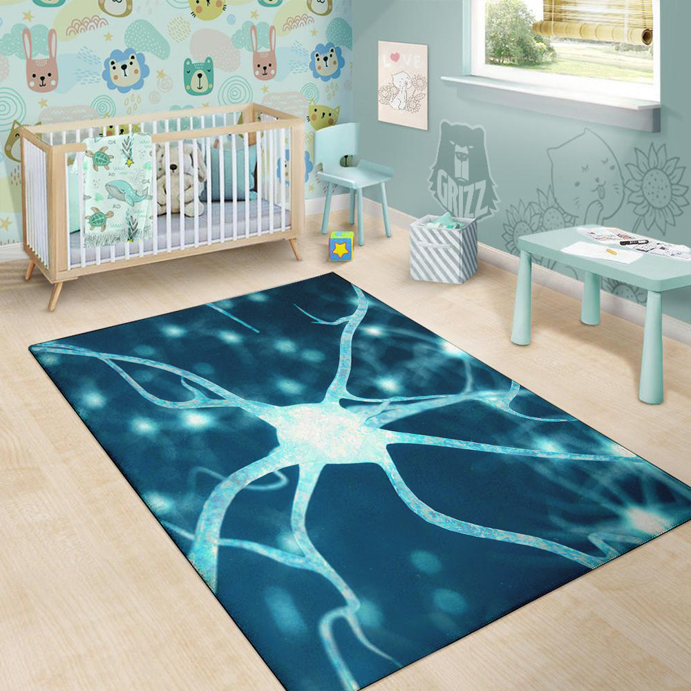 Neurons Inside The Brain Print Floor Mat-grizzshop