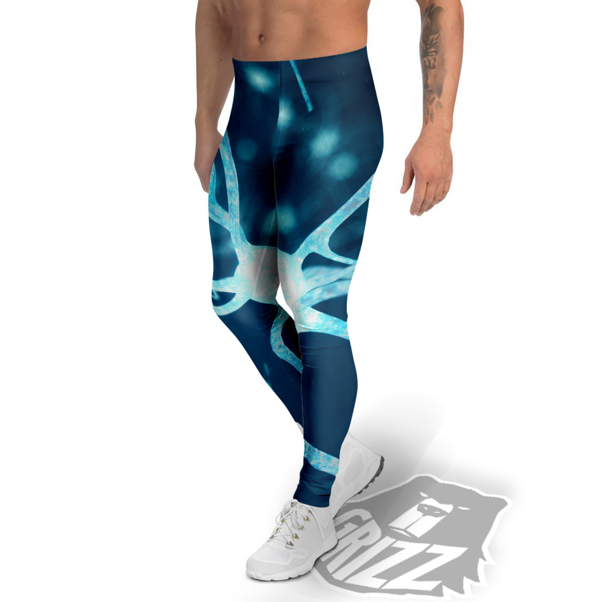 Neurons Inside The Brain Print Men's Leggings-grizzshop
