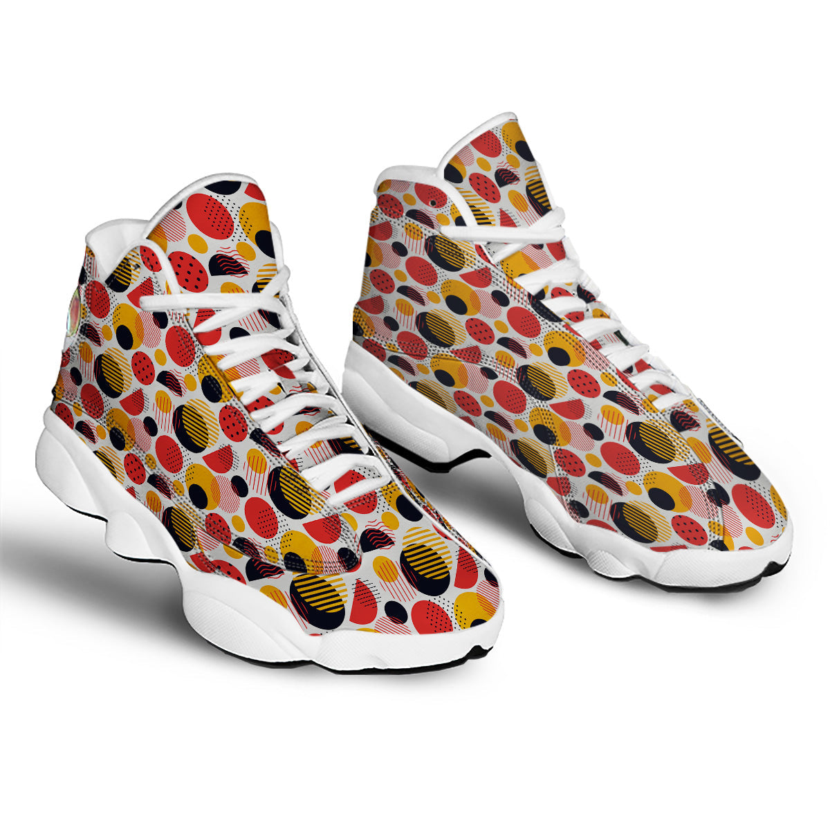 New Style Polka Dot Ornaments Print Pattern White Basketball Shoes-grizzshop
