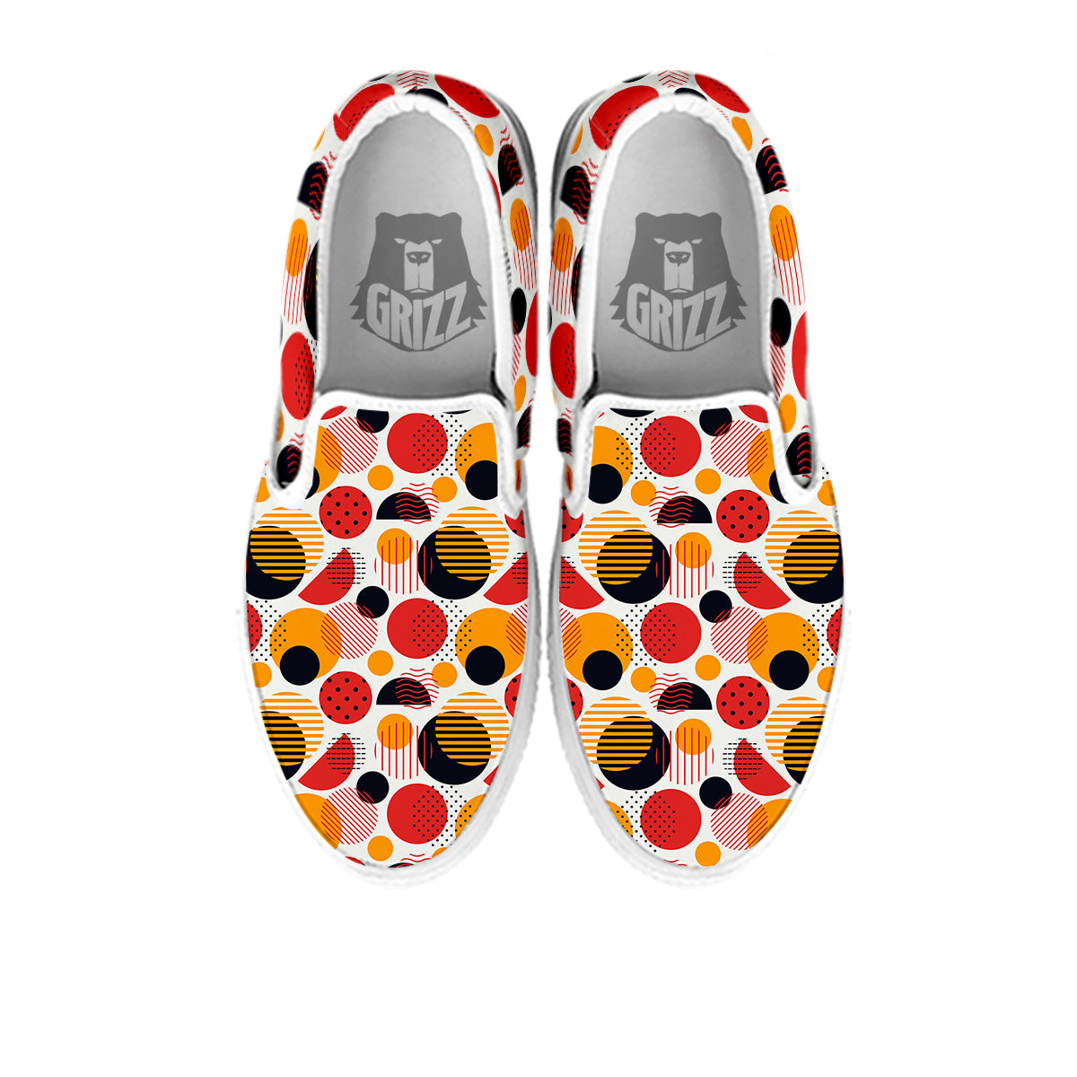 New Style Polka Dot Ornaments Print Pattern White Slip On Shoes-grizzshop