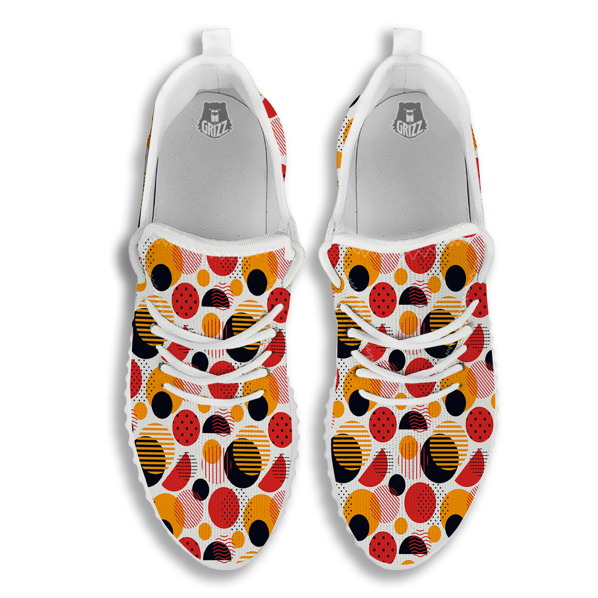 New Style Polka Dot Ornaments Print Pattern White Walking Shoes-grizzshop