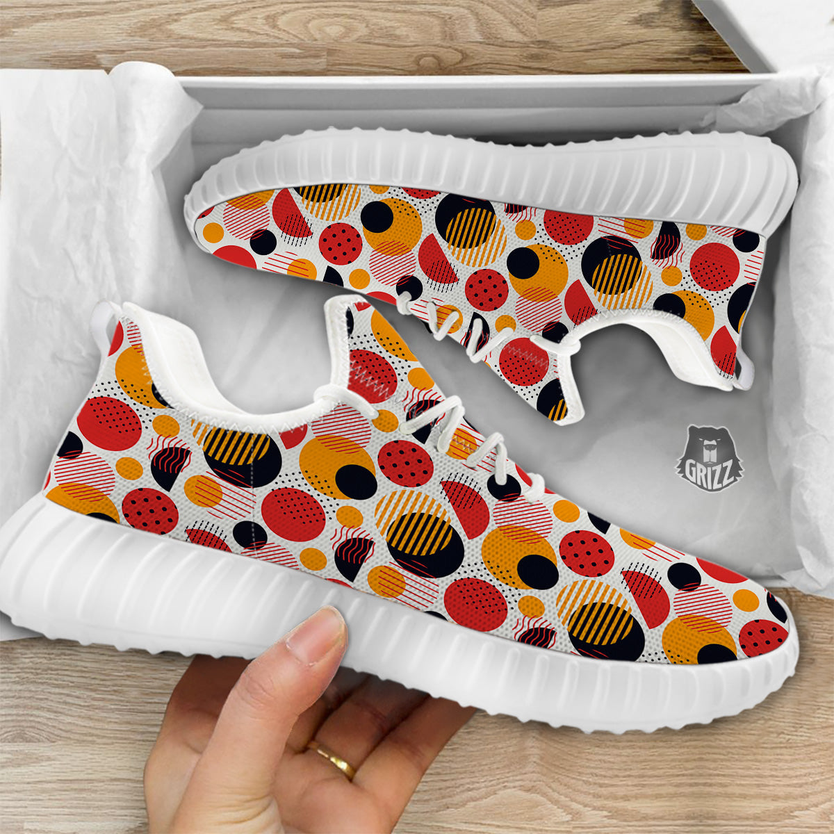 New Style Polka Dot Ornaments Print Pattern White Walking Shoes-grizzshop