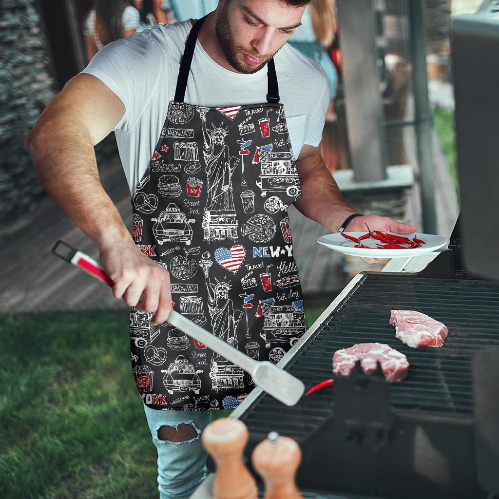 New York Love Pattern Print Men's Apron-grizzshop