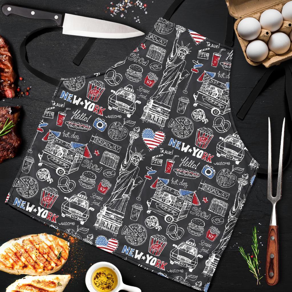 New York Love Pattern Print Men's Apron-grizzshop