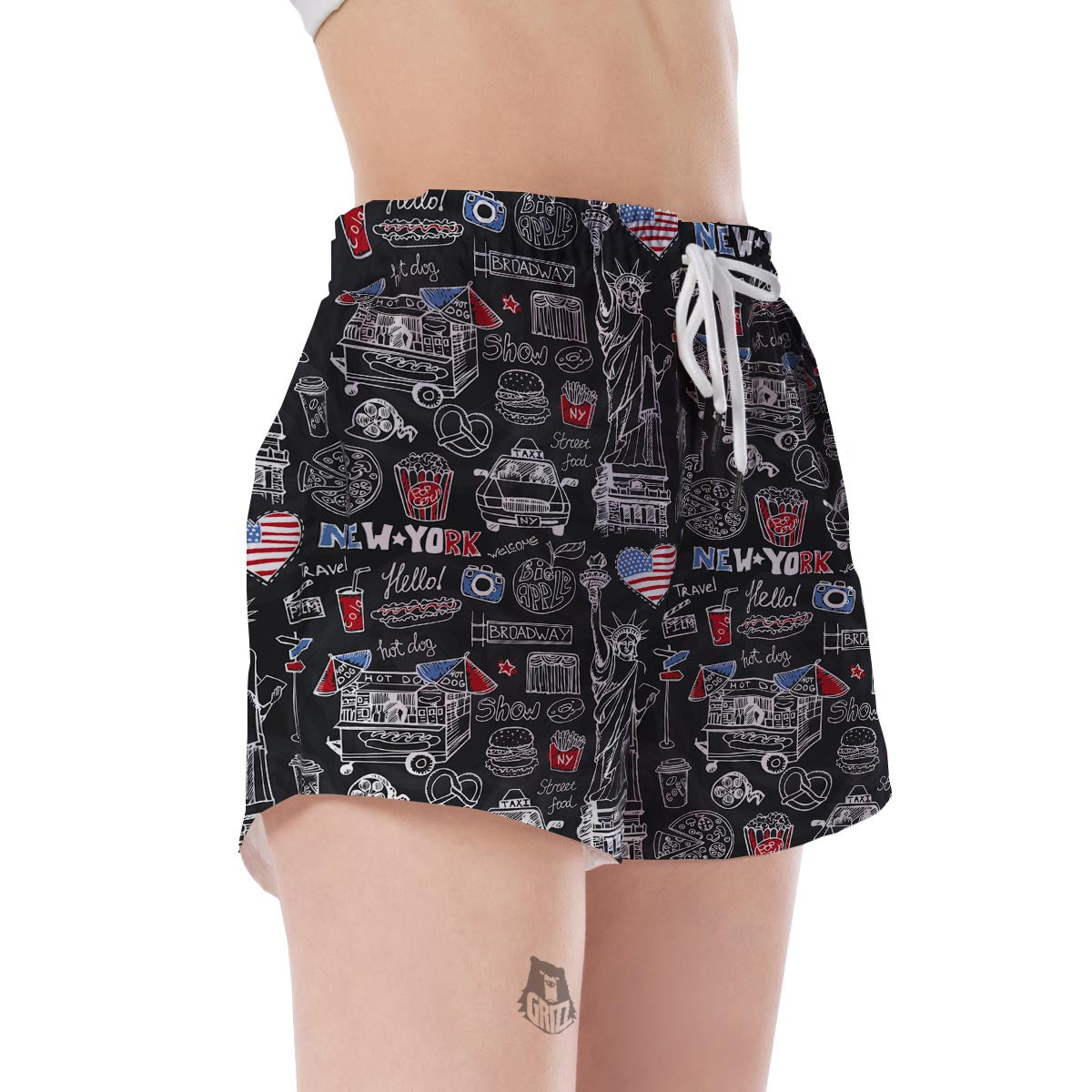New York Love Pattern Print Women's Shorts-grizzshop