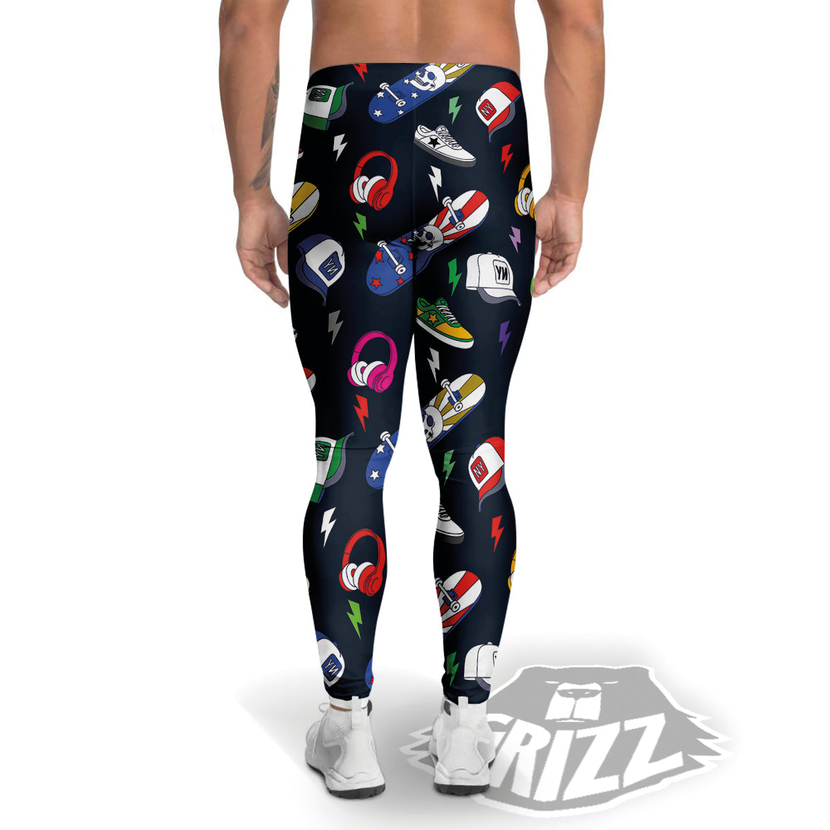 New York Skateboard Colorful Print Pattern Men's Leggings-grizzshop