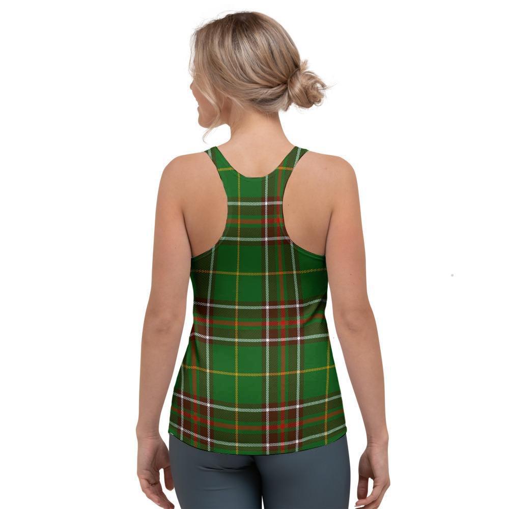 Newfoundland Tartan Green Plaid Women's Racerback Tank Top-grizzshop