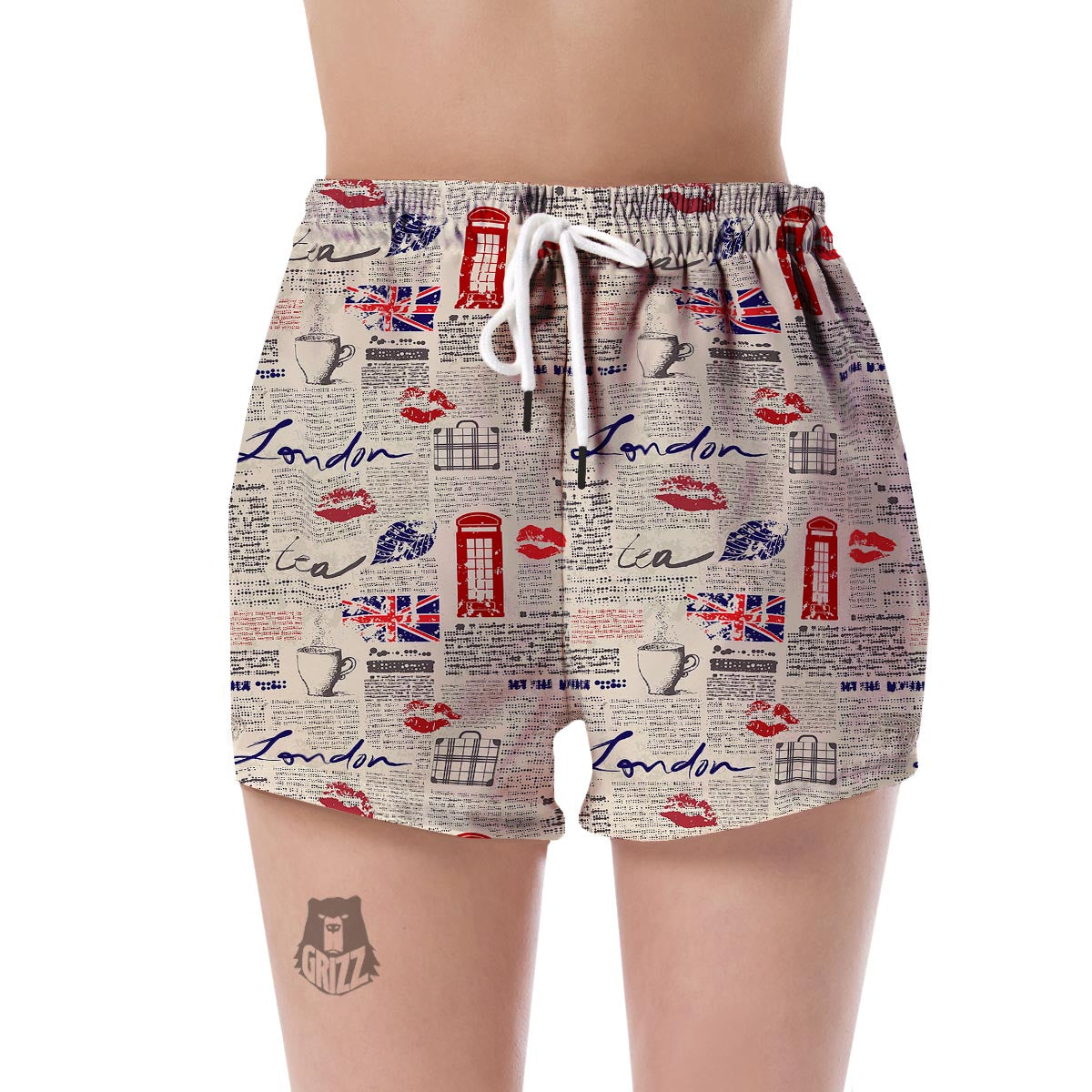 Newspaper Pattern Print Women's Shorts-grizzshop