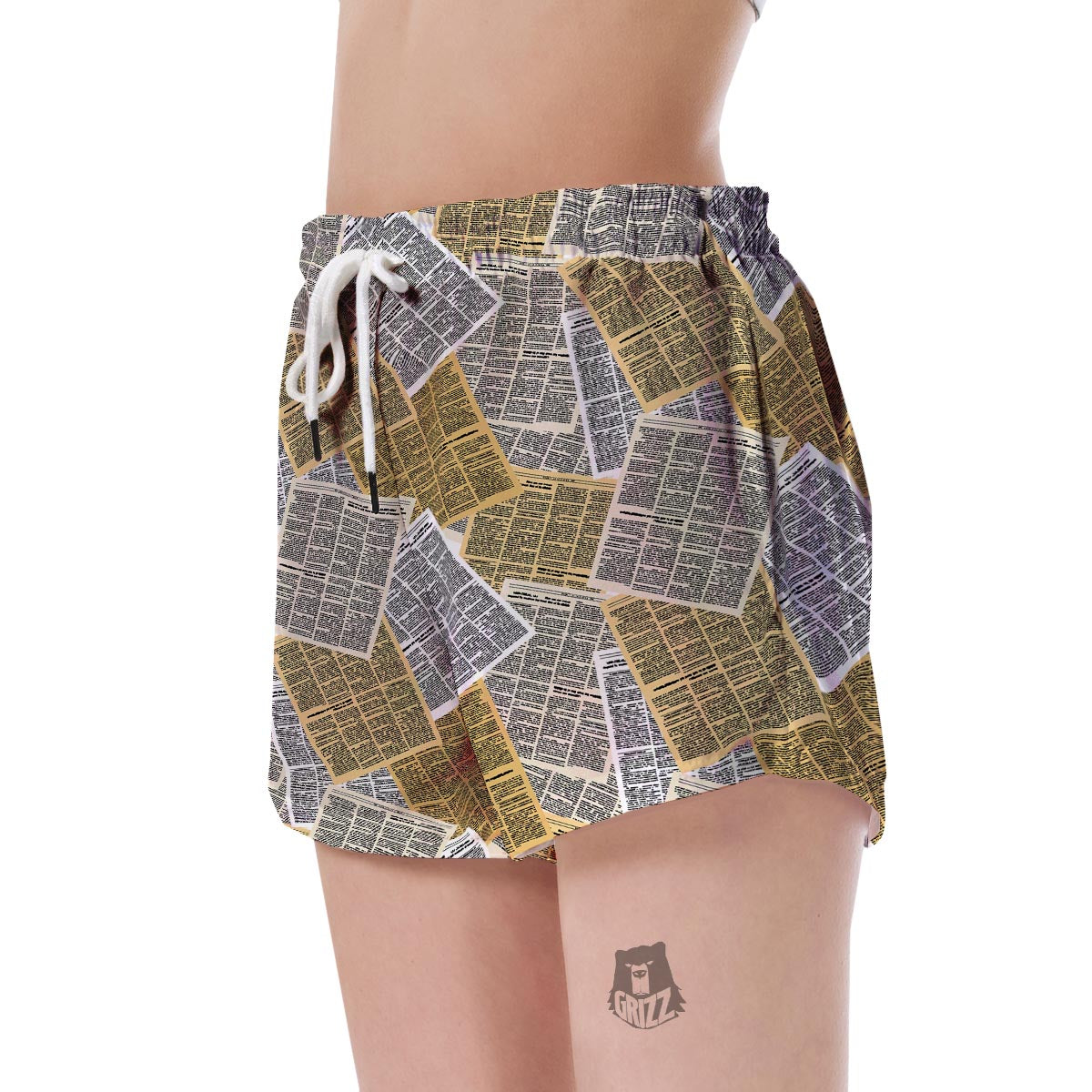 Newspaper Print Pattern Women's Shorts-grizzshop