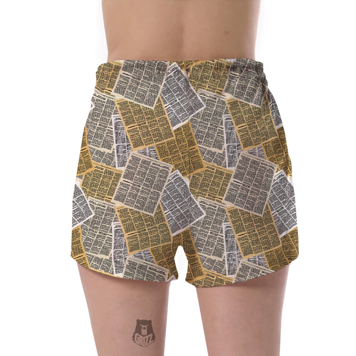 Newspaper Print Pattern Women's Shorts-grizzshop
