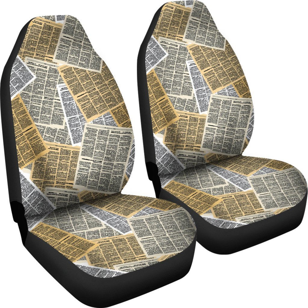 Newspaper Print Pattern Universal Fit Car Seat Cover-grizzshop