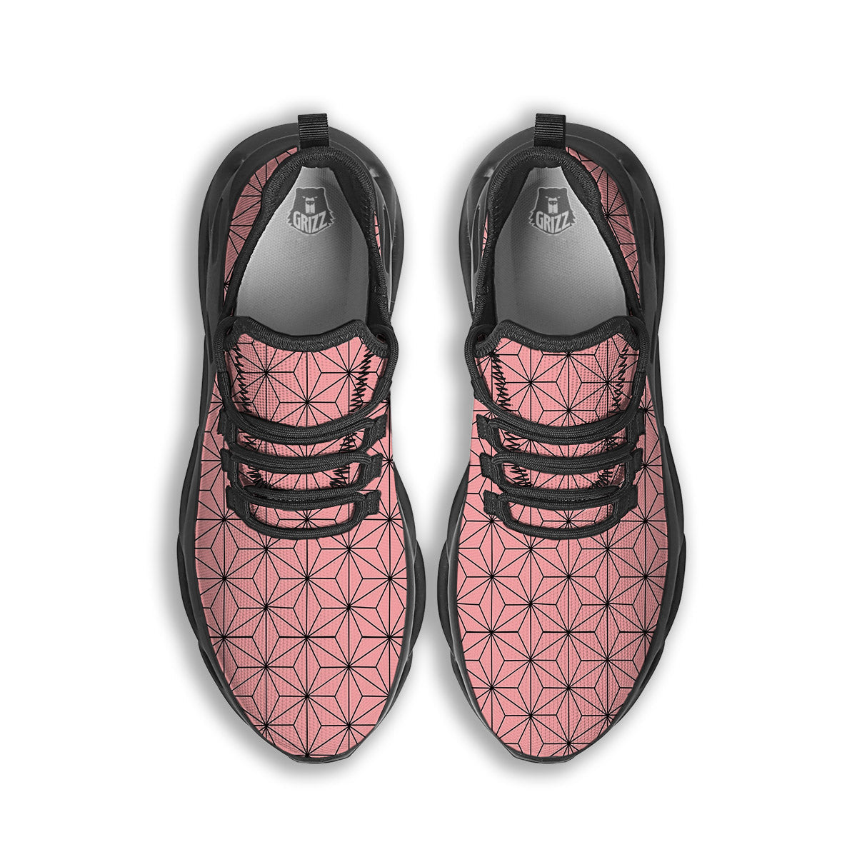 Nezuko Print Pattern Black Running Shoes-grizzshop