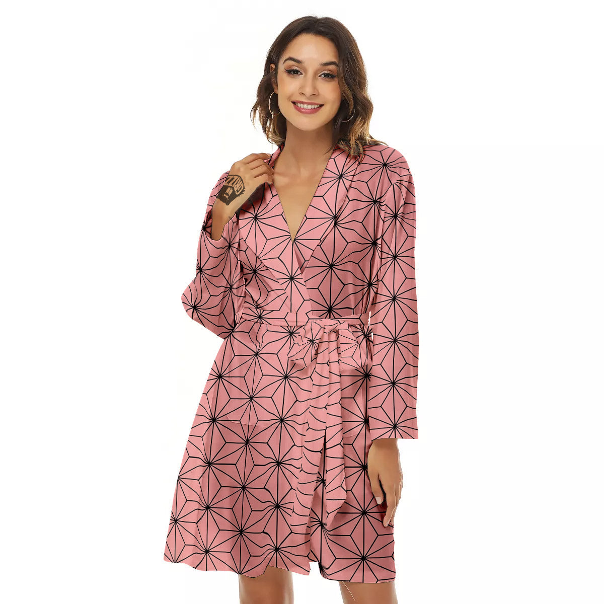 Nezuko Print Pattern Women's Robe-grizzshop