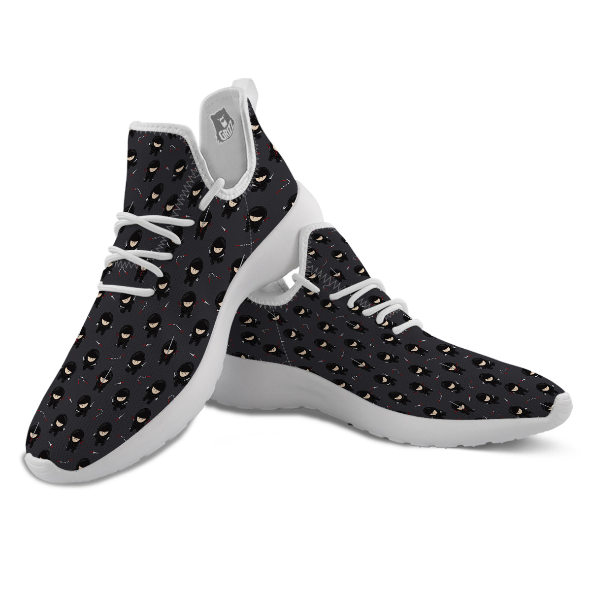 Ninja Cute Print Pattern White Athletic Shoes-grizzshop
