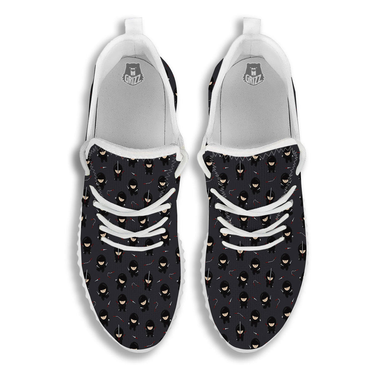 Ninja Cute Print Pattern White Walking Shoes-grizzshop