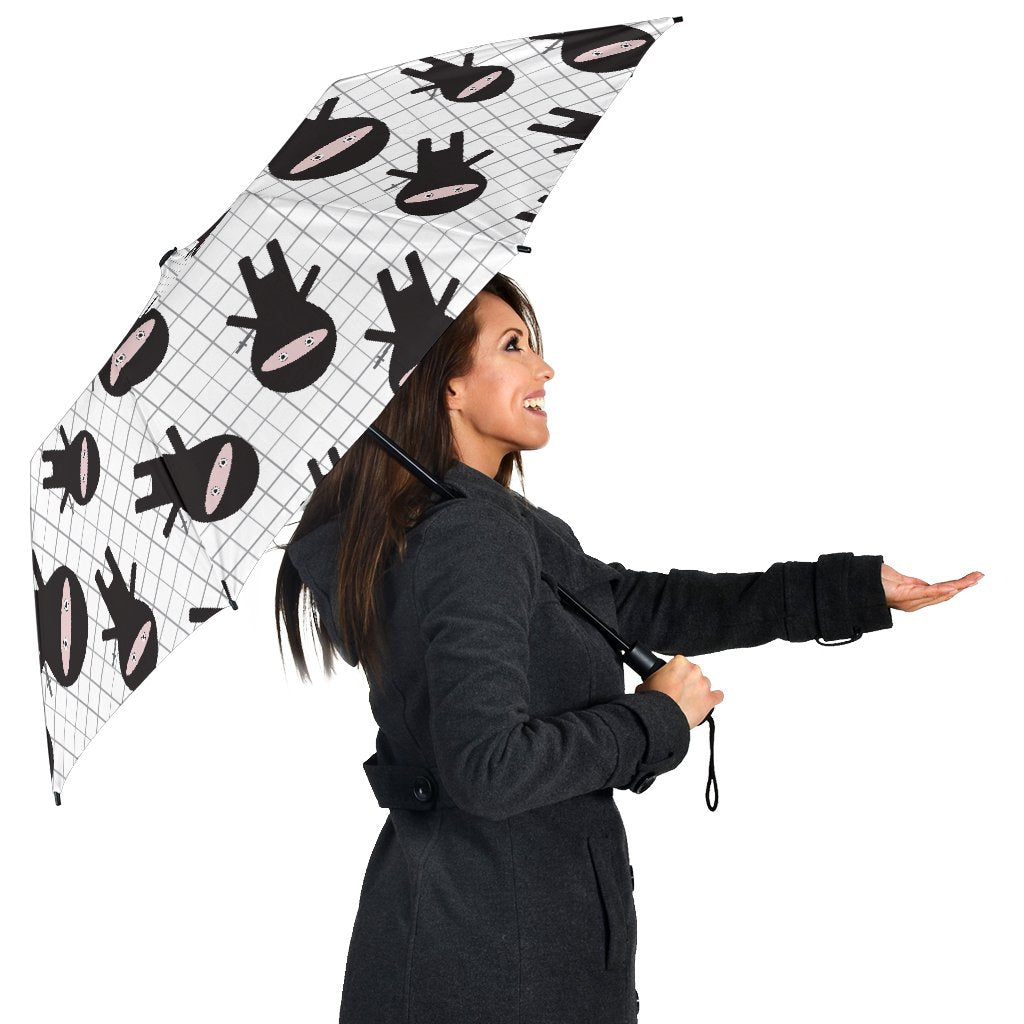Ninja Pattern Print Automatic Foldable Umbrella-grizzshop