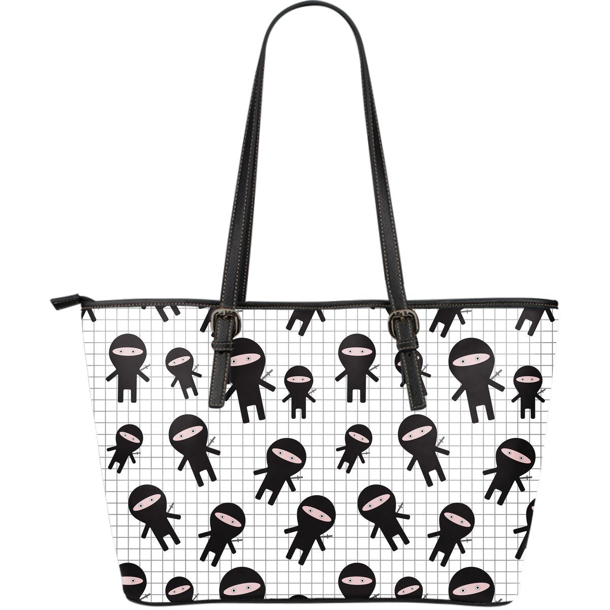 Ninja Pattern Print Leather Tote Bag-grizzshop