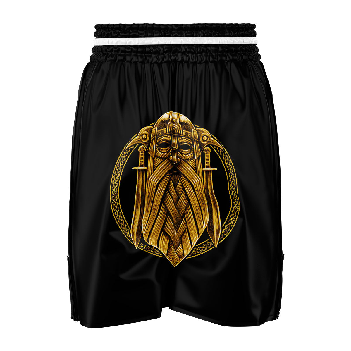 Norse God Odin Gold Viking Print Boxing Shorts-grizzshop