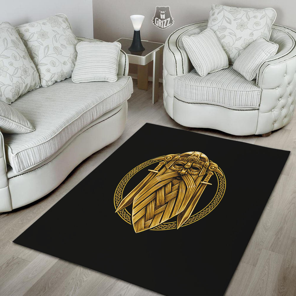 Norse God Odin Gold Viking Print Floor Mat-grizzshop