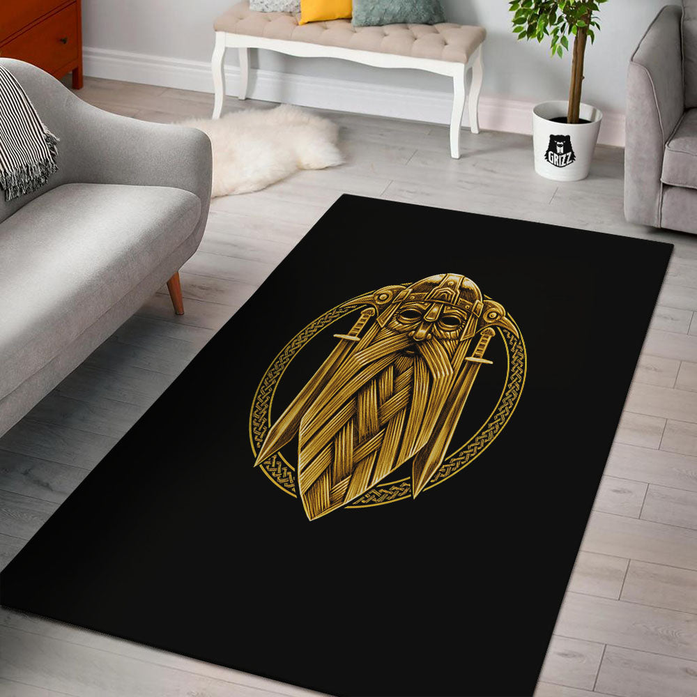 Norse God Odin Gold Viking Print Floor Mat-grizzshop
