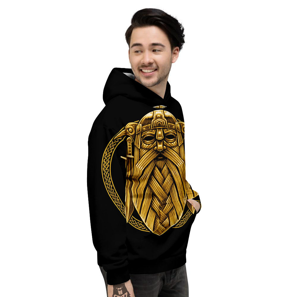 Norse God Odin Gold Viking Print Men's Hoodie-grizzshop