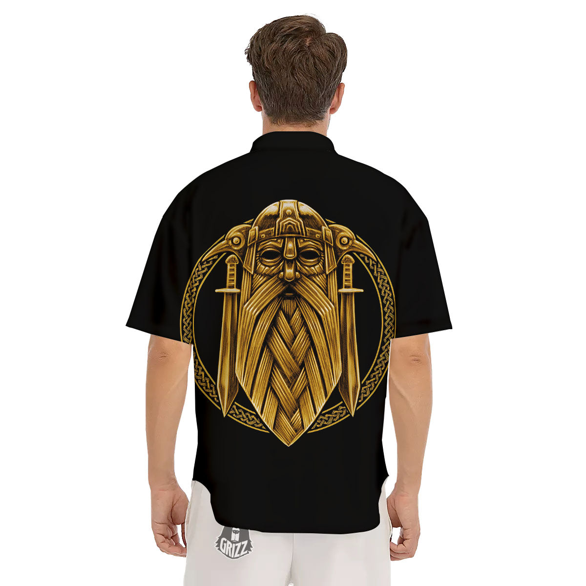 Norse God Odin Gold Viking Print Men's Short Sleeve Shirts-grizzshop