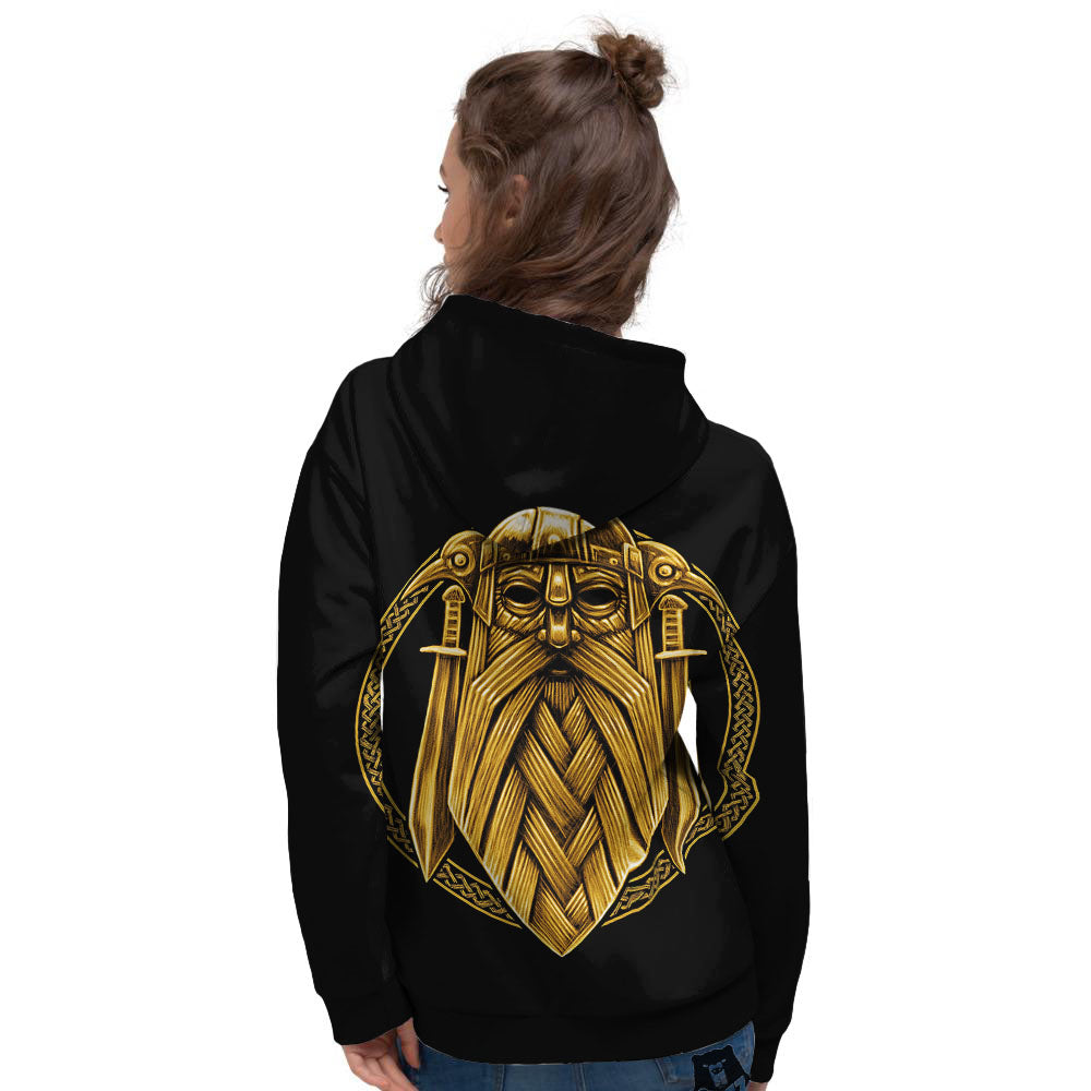 Norse God Odin Gold Viking Print Women's Hoodie-grizzshop