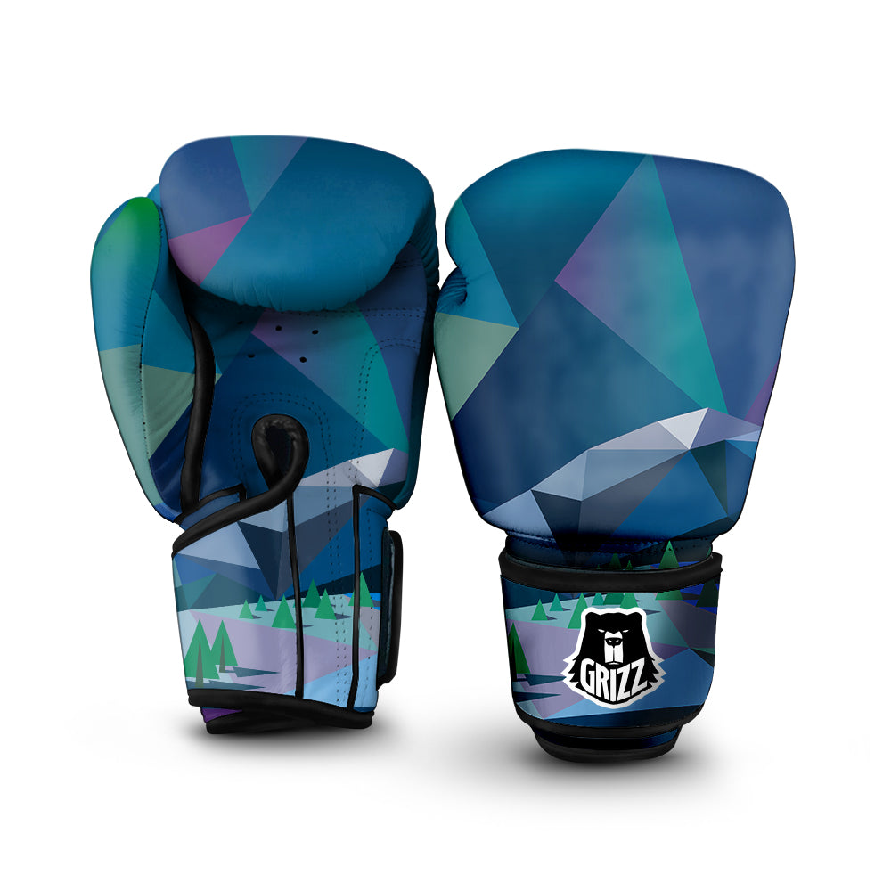 Northern Lights Geometric Polygonal Print Boxing Gloves-grizzshop